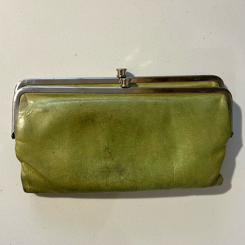 Hobo Lauren Lime Green Leather Clutch Wallet
